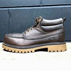 Vintage Y2K Candies 8 M Brown Leather Chunky Combat Grunge Hiking Lace Up Boots